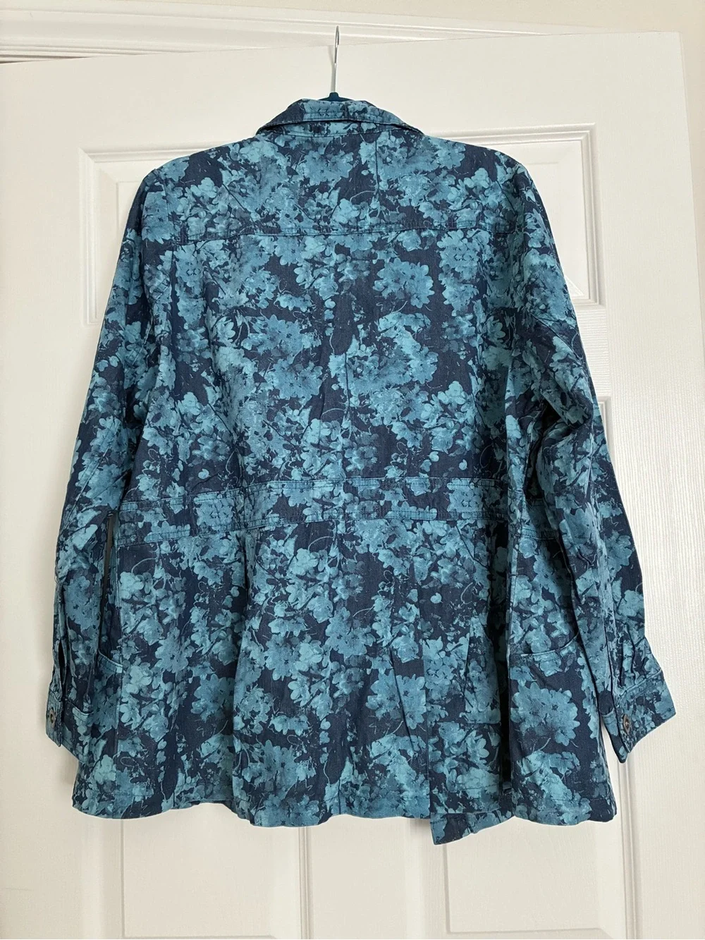 DG2 by Diane Gilman Teal and Navy Floral Button Jacket - Picture 3 of 4